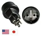 DINIC Reisestecker für USA Amerika u. Japan auf Schuko, 3-Pin Netzadapter