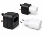 DINIC Stromadapter EU Kabel/Netzteil auf UK Typ G Stecker, 3A, 2pin Euro Buchse/GBR, schwarz