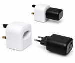 DINIC Stromadapter EU Kabel/Netzteil auf UK Typ G, 3A, 2pin Euro Buchse/GBR, weiß