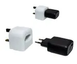 DINIC Stromadapter EU Kabel/Netzteil auf UK Typ G, 3A, 2pin Euro Buchse/GBR, weiß