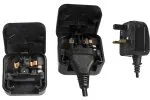 DINIC Netzadater C7, Stromadapter EU auf England UK, verschraubt, 3A, ECP-BK-R-3A, schwarz