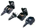 Stromadapter CEE 7/17 auf UK,verschraubt 5A B CEE 7/17 Buchse/GBR 5A Typ G Stecker, schwarz