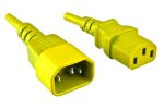 DINIC Kaltgerätekabel C13 auf C14, 0,75mm², Verlängerung, VDE, gelb, Länge 1,80m