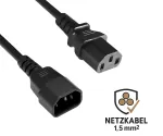DINIC Kaltgerätekabel mit 1,5mm², Verlängerung C13 auf C14, VDE, schwarz, 5m