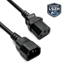 DINIC Kaltgerätekabel halogenfrei, 1mm², VDE, LSZH, C13/C14, Verlängerung, schwarz