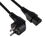DINIC Netzkabel Schuko auf C13 mit Verriegelung, locking, 1mm², schwarz, 2m