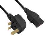 DINIC Netzkabel England UK Typ G 5A auf C13, locking, fused 5A, BSI, Verriegelung, 2m