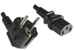 DINIC Netzkabel Schutzkontaktstecker auf C13, VDE, 0,75mm², schwarz, 0,50m