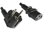 DINIC Netzkabel Schutzkontaktstecker auf C13, VDE, 0,75mm², schwarz, 0,50m