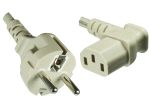 DINIC Netzkabel Europa CEE 7/7 auf C13 abgewinkelt, 0,75 mm², VDE, grau, Länge 1,80m