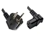 1 DINIC Netzkabel Schuko auf C13 90 Grad nach oben abgewinkelt, 1,mm² , VDE, schwarz, 3m