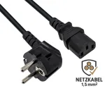 DINIC Netzkabel, extra großen Querschnitt 1,5mm², CEE 7/7 - C13, VDE-zertifiziert, schwarz, 5m