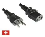 DINIC Stromkabel Netzkabel für die Schweiz auf C13 Kaltgeräte