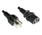DINIC Netzkabel für Amerika USA Typ B auf C13 Kaltgeräte, UL, CSA, schwarz, 1m