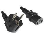DINIC Netzkabel halogenfrei Schutzkontaktstecker auf C13, LSZH, VDE, schwarz, 3m