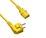 DINIC Netzkabel Europa CEE 7/7 90° auf C13, 0,75 mm², VDE, gelb, Länge 1,80m