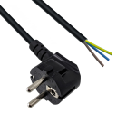 DINIC Netzkabel VDE, Schuko 90°/Open End, 1mm², schwarz, 5m