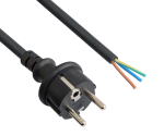 DINIC Netzkabel Gummi / Neopren Schuko auf Open-End 2m, 3cm abgemantelt, 1.5mm², VDE