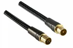 DINIC Premium Antennenkabel Koax Stecker auf Buchse, Dubai Range, schwarz, 2m