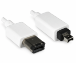 DINIC FireWire 400 Kabel 6 polig auf 4 polig Stecker, Anschlusskabel IEEE 1394a, weiß, 1m