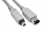 DINIC FireWire 400 Kabel 6 polig auf 4 polig Stecker, Anschlusskabel IEEE 1394, grau, 1m