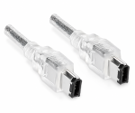 DINIC FireWire 400 Kabel 6 polig Stecker auf Stecker, Anschlusskabel IEEE 1394a, transparent, 10m