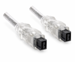 DINIC FireWire 800 Kabel 9 polig Stecker auf Stecker, Anschlusskabel, transparent, 2m
