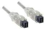 DINIC FireWire 800 Kabel 9 polig Stecker auf Stecker, Anschlusskabel, transparent, 2m