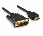 DINIC HDMI Kabel A Stecker auf DVI-D Stecker, vergoldete Kontakte, schwarz, Länge 2,00m, DINIC Polybag