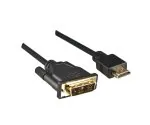 DINIC HDMI Kabel A Stecker auf DVI-D Stecker, vergoldete Kontakte, schwarz, Länge 2,00m, DINIC Polybag