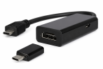 DINIC MHL (Micro USB) Stecker auf HDMI Buchse, 0,2m z. B. HTC, LG, SONY + Adapter für Samsung S3/S4