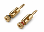 Bananenstecker-Set mit Schraubanschluss / 2 Stück vergoldet, 4mm, Farbring 1x rot u. 1x schwarz, Box