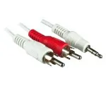 DINIC Audio-Video 3m Kabel 3,5mm St. auf 2x Cinch St., Anschlusskabel RCA, weiß