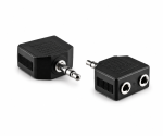 DINIC Audioadapter 3,5mm Stecker - 2x Buchse, Audio-Video-Kabel, schwarz, DINIC Box, 0,2m