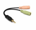 DINIC Klinke Y-Adapter 4-Pin Stereo Stecker auf 2x 3-Pin Buchse, 15cm