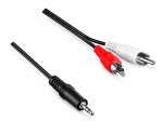 DINIC Audio-Video Kabel 3,5mm St. auf 2x Cinch St., Anschlusskabel RCA, schwarz