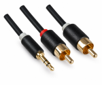 DINIC Audio-Kabel 3,5mm St. auf 2x Cinch St., Monaco Range, schwarz