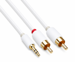 Audio Kabel 3,5mm Klinken St. auf 2x Cinch St., DINIC Monaco Range, weiß, DINIC Box mit Euroloch, 2m
