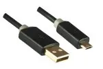 DINIC HQ Micro USB Kabel A St. auf micro B Stecker, Monaco Range, schwarz