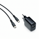 DINIC USB PD/QC 3.0 Ladeadapter inkl. C-C Kabel, schwarz 20W, 3,6V~5,9V/3A; 6~9V/2A; 9V~12V/1,5A