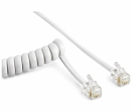 DINIC Telefonhörer-Spiralkabel, 4m, Box RJ10 4P4C Modularstecker auf Stecker, weiß, 4m