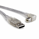 DINIC USB 2.0 Kabel A auf B St. rechts abgewinkelt, 2m transparent, AWG 28/24
