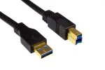 DINIC USB 3.0 Kabel A Stecker auf B Stecker, 3P AWG 28/1P AWG 24, vergoldete Kontakte, schwarz