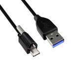 DINIC USB 3.1 Kabel Typ C+Verrieglung - USB 3.0 A , USB C-A-Kabel mit Verriegelung am Typ-C-Stecker, schwarz, 2m