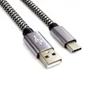 DINIC USB Typ C auf A Ladekabel, HQ Alu Stecker, 5V, 3A, Nylon Kabel, Space Grey, 1,00m