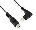 USB Typ C auf C 90°, Ladekabel, C auf C gewinkelt, 60W, 3A, OD: 3.5mm, schwarz, Polybag, 0,30 m