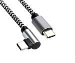 DINIC USB-C auf C 90° Ladekabel, HQ Alu Stecker, 60w, Nylon Kabel, Space Grey, Aktionsbox, 0,15m