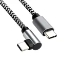 DINIC USB-C auf C 90° Ladekabel, HQ Alu Stecker, 60w, Nylon Kabel, Space Grey, Aktionsbox, 0,15m